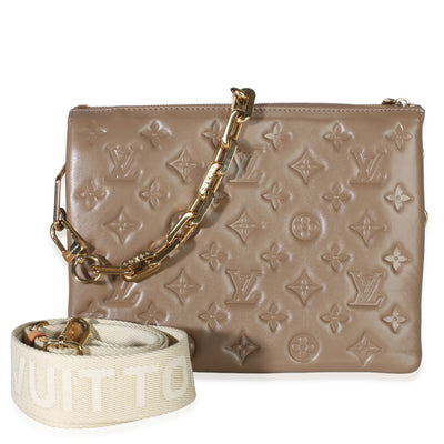 Louis Vuitton Taupe Monogram Embossed Lambskin Coussin PM Handbag id