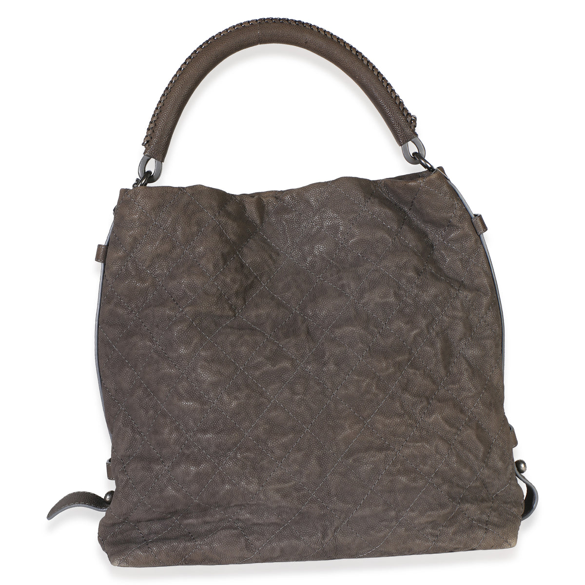 Chanel Dark Grey Quilted Matte Caviar Boy Handle Hobo Handbag 4