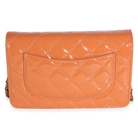 Chanel Dark Orange Quilted Patent Classic Wallet On Chain Handbag 4