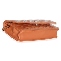 Chanel Dark Orange Quilted Patent Classic Wallet On Chain Handbag 7