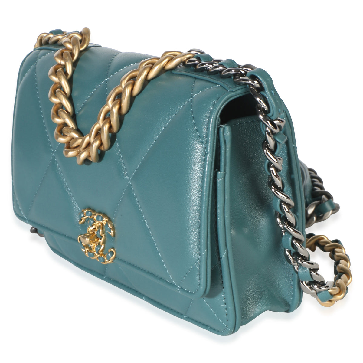 Chanel Dark Green Quilted Lambskin  19 Wallet On Chain Handbag 2