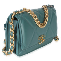 Chanel Dark Green Quilted Lambskin  19 Wallet On Chain Handbag 3