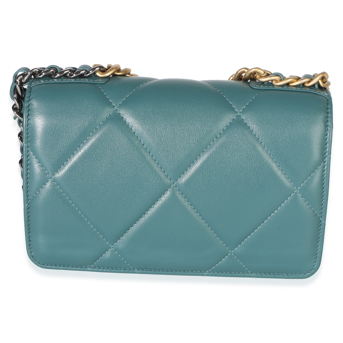 Chanel Dark Green Quilted Lambskin  19 Wallet On Chain Handbag 4