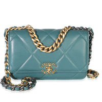 Chanel Dark Green Quilted Lambskin  19 Wallet On Chain Handbag id