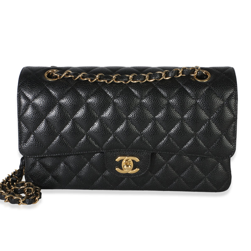 Chanel Black Quilted Caviar Medium Classic Double Flap Bag Handbag id