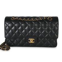 Chanel Black Quilted Caviar Medium Classic Double Flap Bag Handbag id