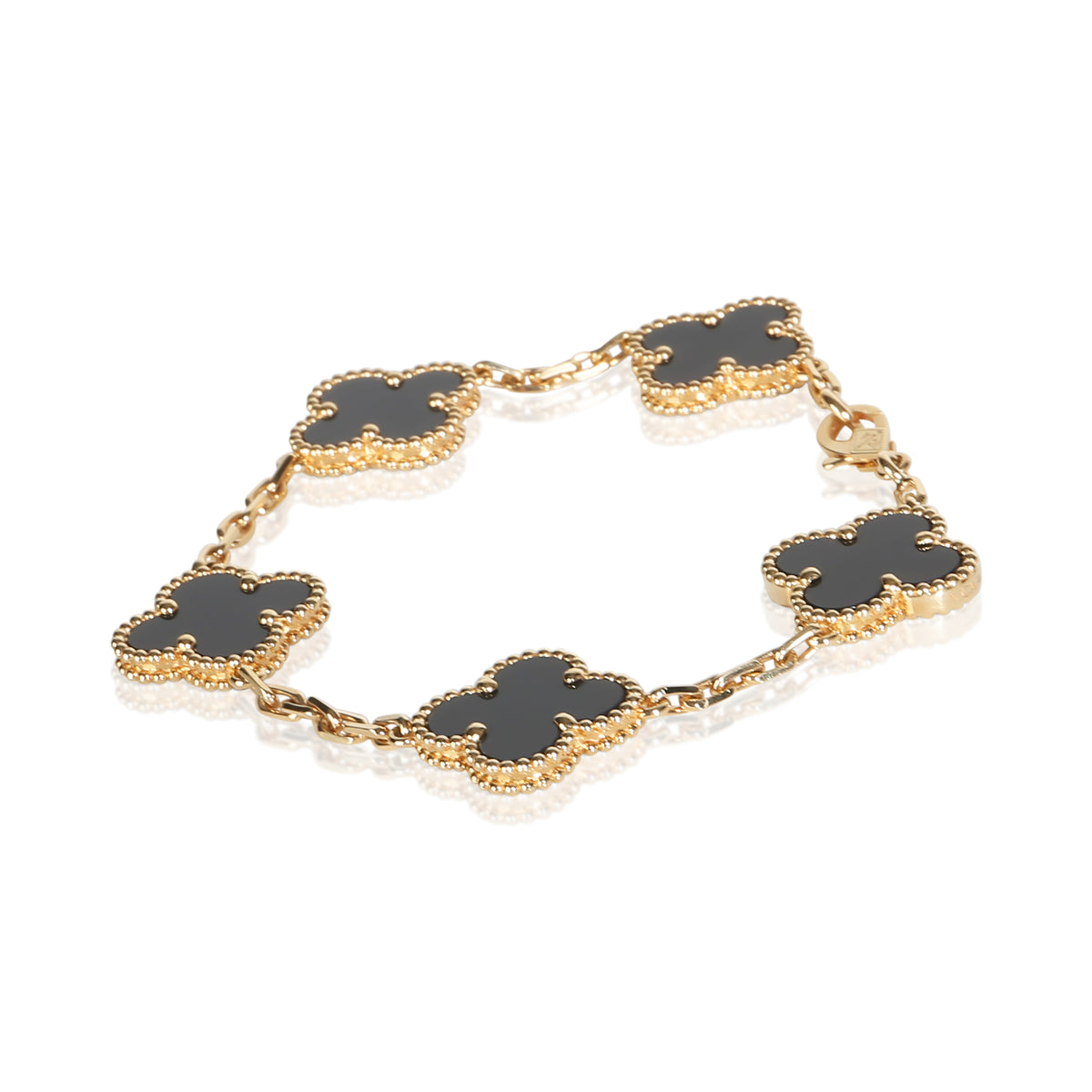 Van Cleef & Arpels Yellow Gold Onyx Vintage Alhambra Bracelet 2