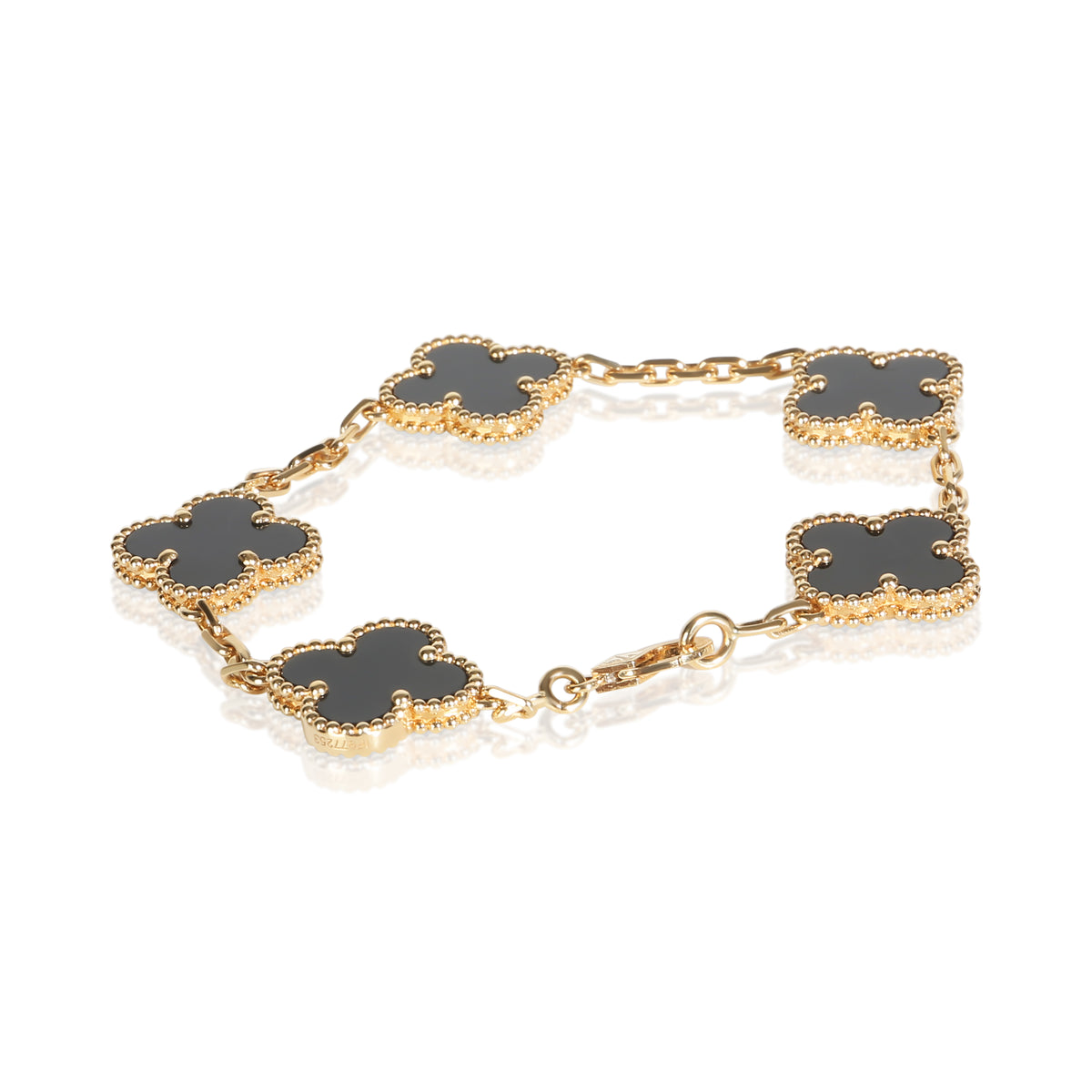 Van Cleef & Arpels Yellow Gold Onyx Vintage Alhambra Bracelet 4