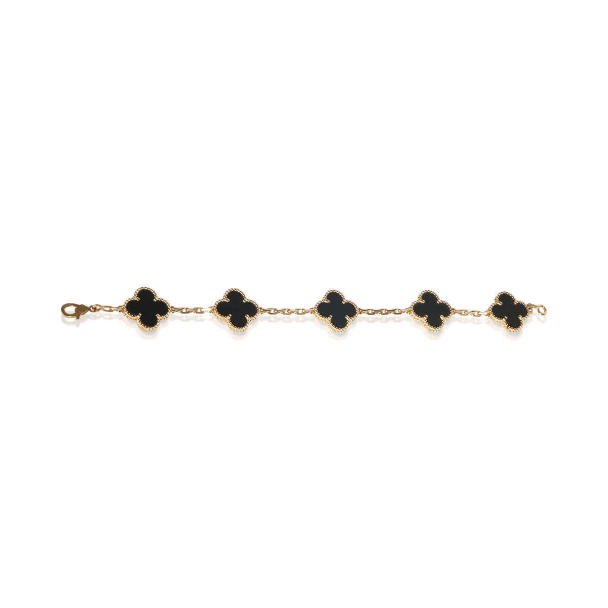 Van Cleef & Arpels Yellow Gold Onyx Vintage Alhambra Bracelet 5