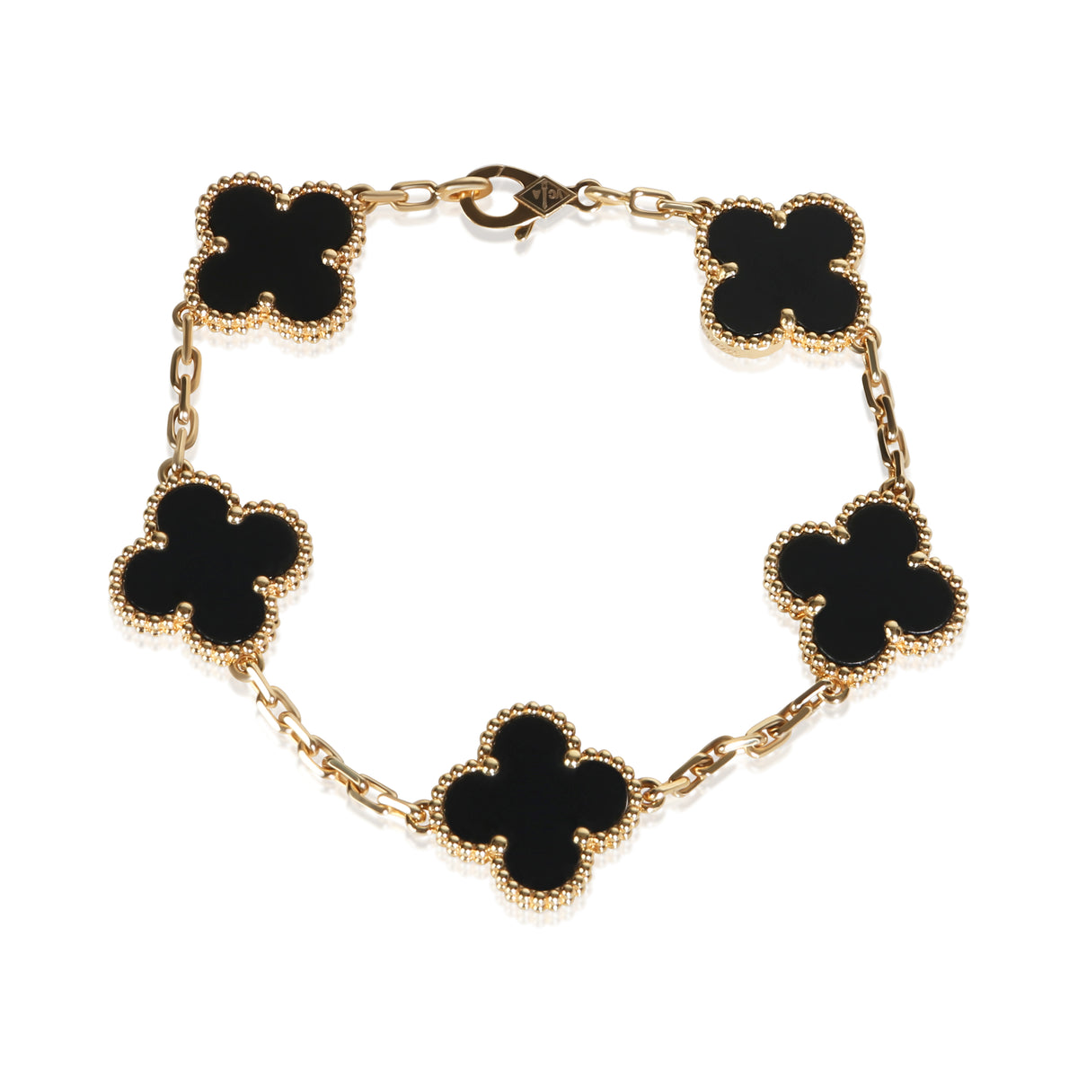 Van Cleef & Arpels Yellow Gold Onyx Vintage Alhambra Bracelet fv