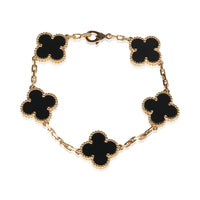 Van Cleef & Arpels Yellow Gold Onyx Vintage Alhambra Bracelet fv