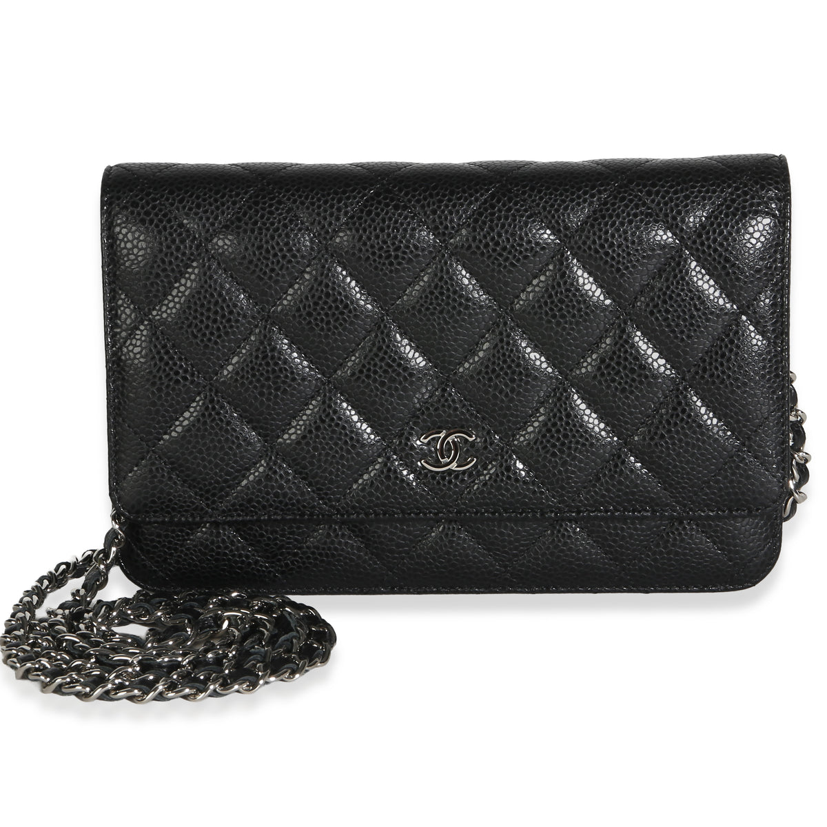 Chanel Black Quilted Caviar Classic Wallet On Chain Handbag id