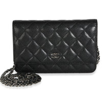 Chanel Black Quilted Caviar Classic Wallet On Chain Handbag id
