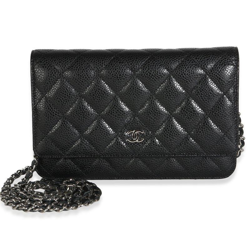Chanel Black Quilted Caviar Classic Wallet On Chain Handbag id