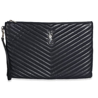 Saint Laurent Navy Matelasse Calfskin Monogram Large Cassandre Tablet Pouch Handbag id