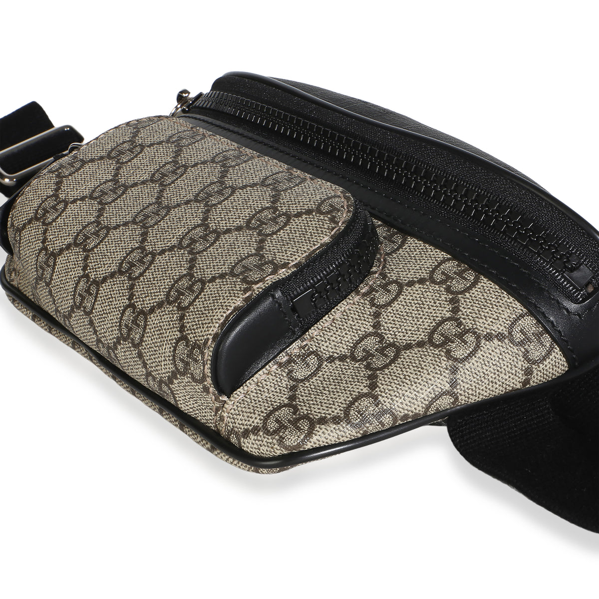 Gucci Black Beige GG Supreme Canvas Belt Bag Handbag 6
