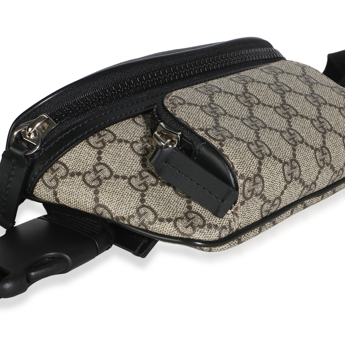 Gucci Black Beige GG Supreme Canvas Belt Bag Handbag 7