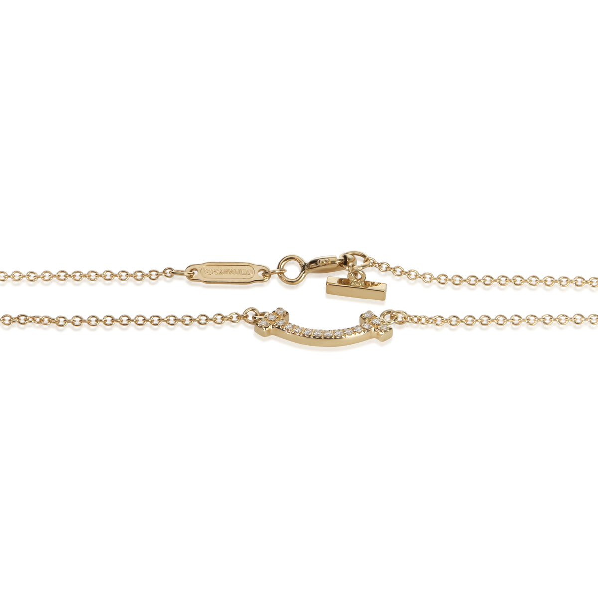 Tiffany & Co. Yellow Gold Diamond Mini Model Tiffany T Smile Pendant 2