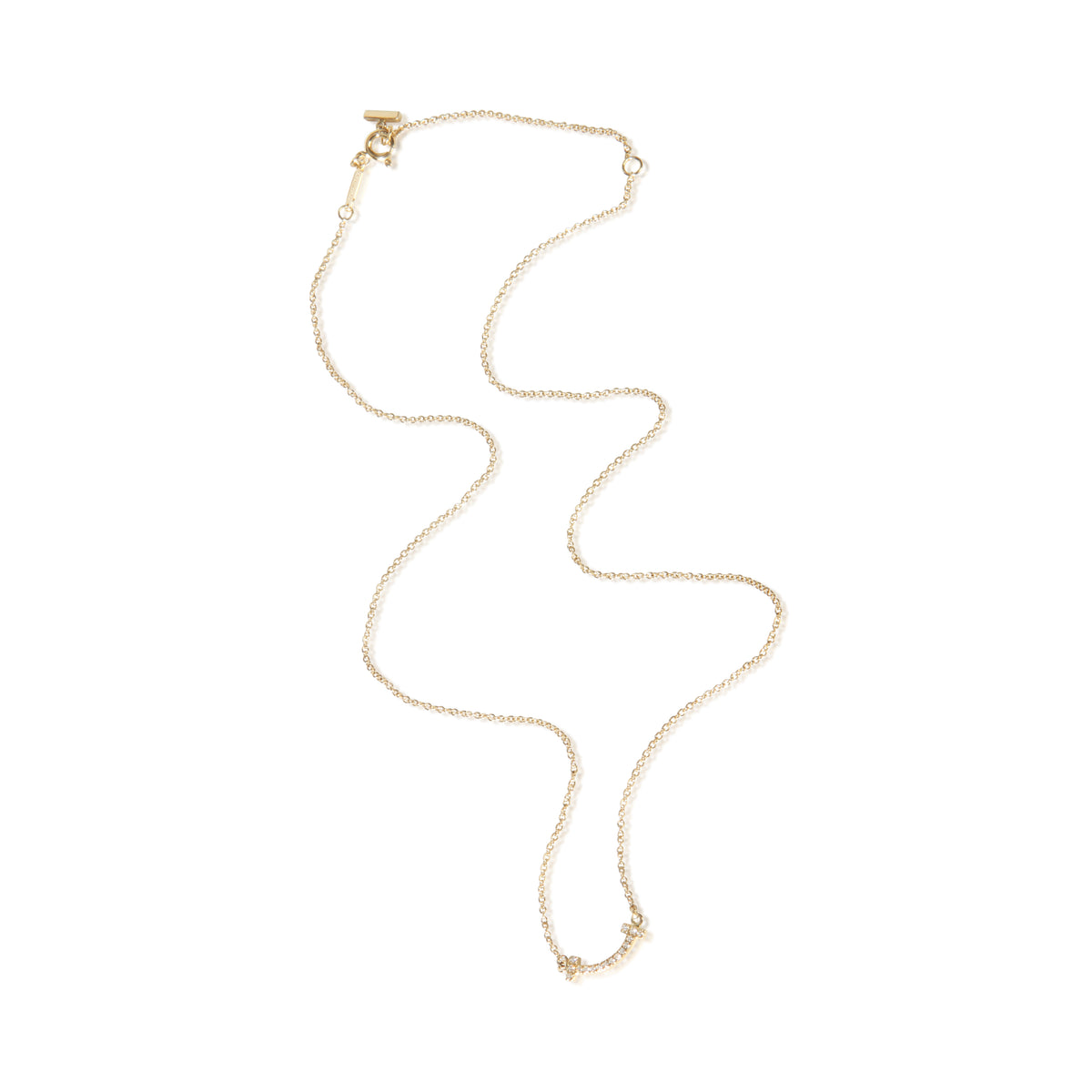 Tiffany & Co. Yellow Gold Diamond Mini Model Tiffany T Smile Pendant 3