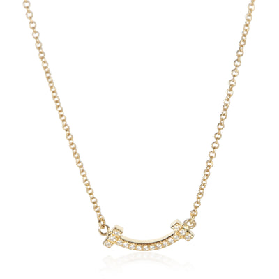 Tiffany & Co. Yellow Gold Diamond Mini Model Tiffany T Smile Pendant fv