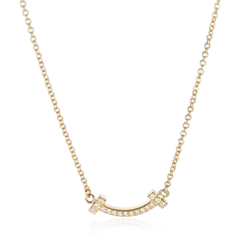 Tiffany & Co. Yellow Gold Diamond Mini Model Tiffany T Smile Pendant fv