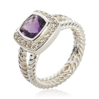 David Yurman Sterling Silver Amethyst and Diamond Petite Albion Ring 4