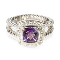 David Yurman Sterling Silver Amethyst and Diamond Petite Albion Ring fv