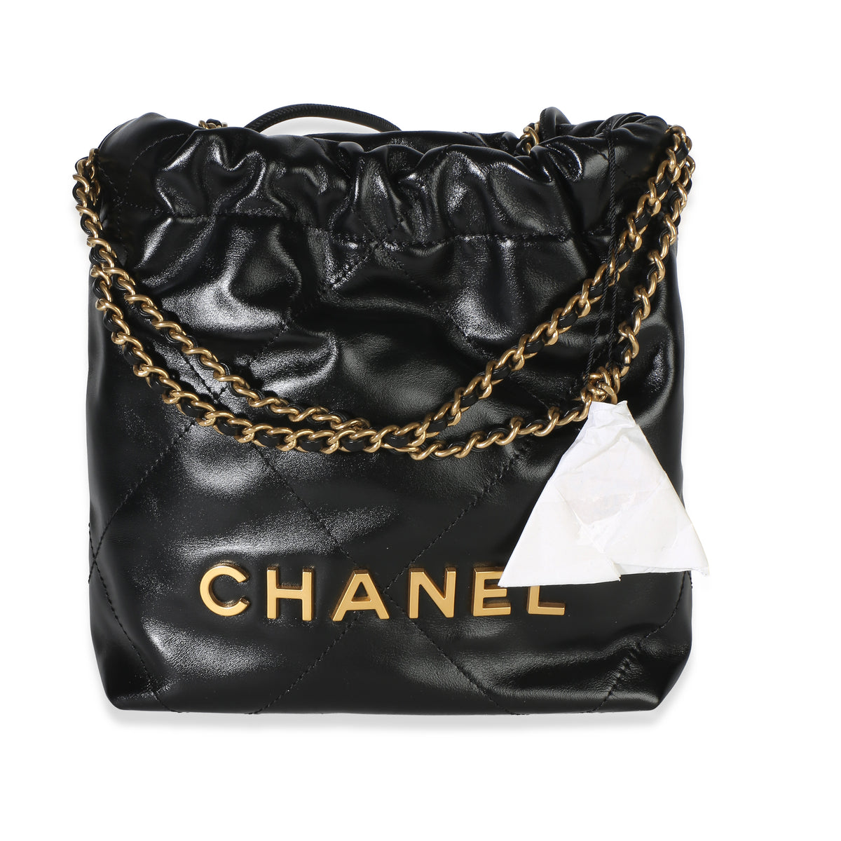 Chanel Black Quilted Calfskin Mini  22 Hobo Handbag id