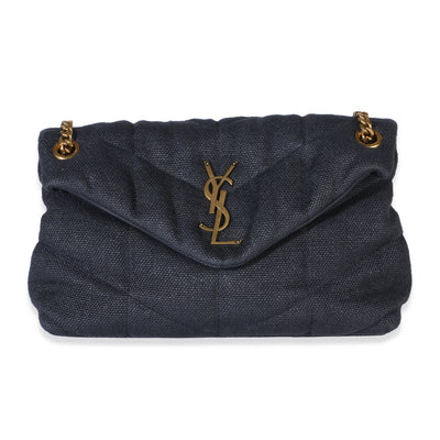 Saint Laurent Deep Marine Quilted Canvas Loulou Puffer Monogram Chain Satchel Handbag id
