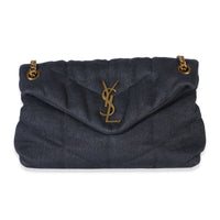 Saint Laurent Deep Marine Quilted Canvas Loulou Puffer Monogram Chain Satchel Handbag id