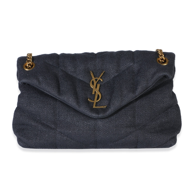 Saint Laurent Deep Marine Quilted Canvas Loulou Puffer Monogram Chain Satchel Handbag id