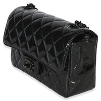 Chanel So Black Quilted Patent Mini Rectangular Flap Bag Handbag 2