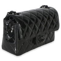 Chanel So Black Quilted Patent Mini Rectangular Flap Bag Handbag 3