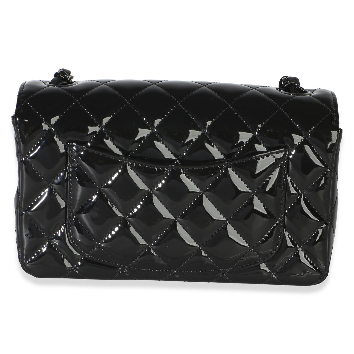 Chanel So Black Quilted Patent Mini Rectangular Flap Bag Handbag 4