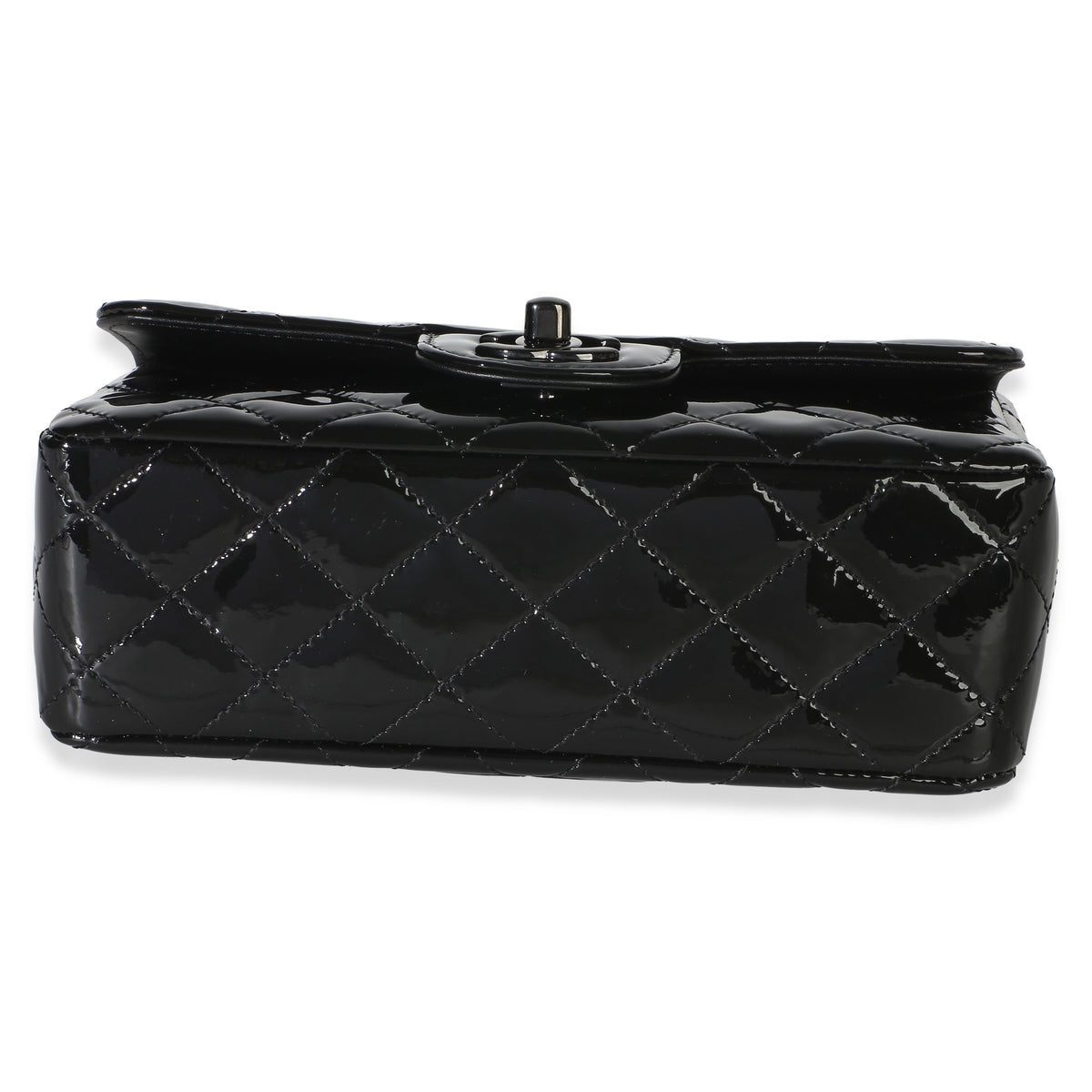 Chanel So Black Quilted Patent Mini Rectangular Flap Bag Handbag 5