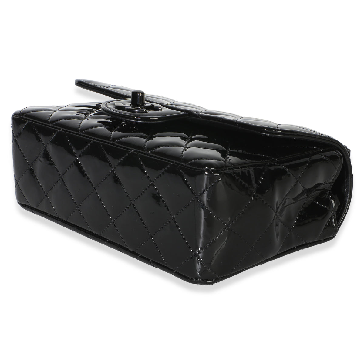Chanel So Black Quilted Patent Mini Rectangular Flap Bag Handbag 6