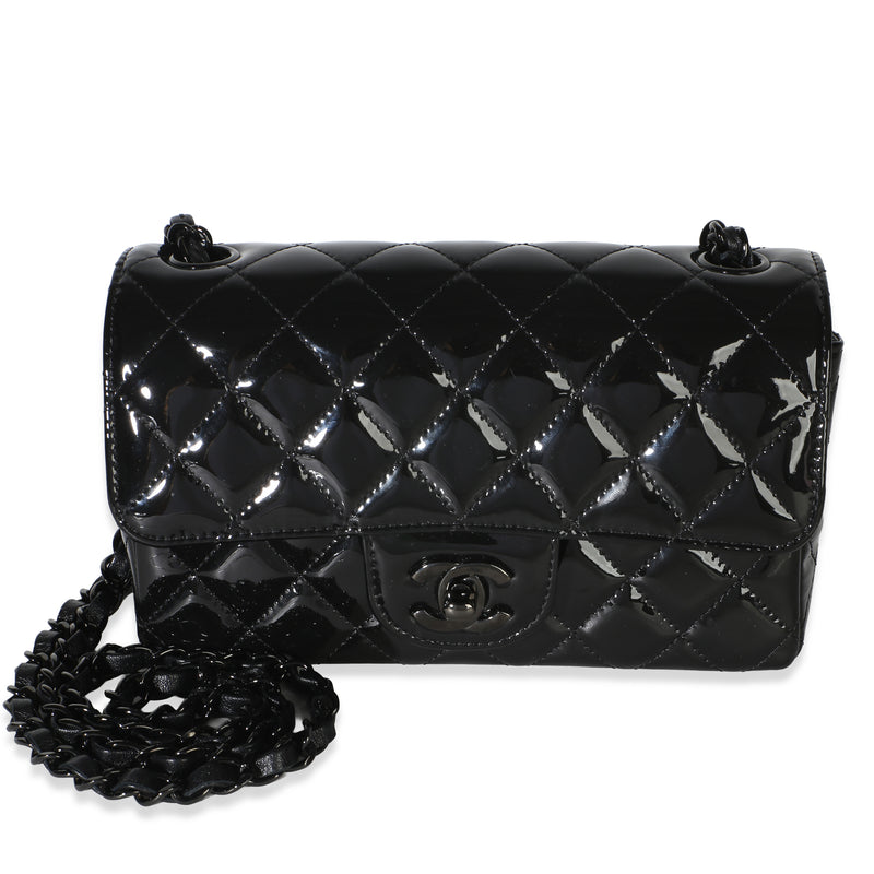 Chanel So Black Quilted Patent Mini Rectangular Flap Bag Handbag id
