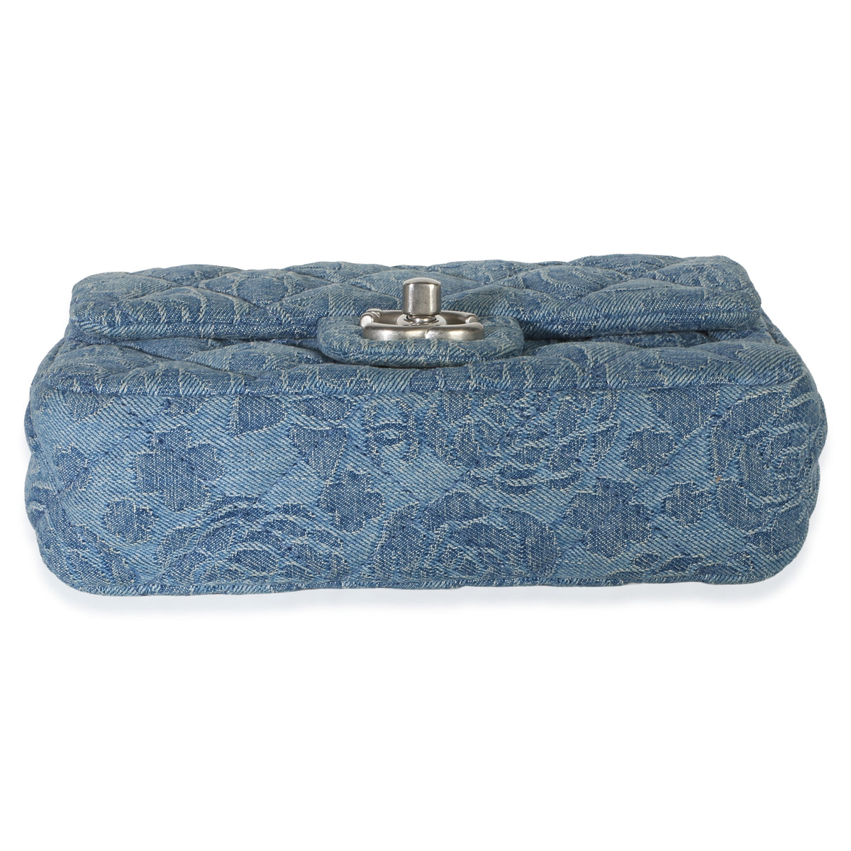 Chanel Blue Quilted Denim Camellia Sweetheart Mini Flap Bag Handbag 5