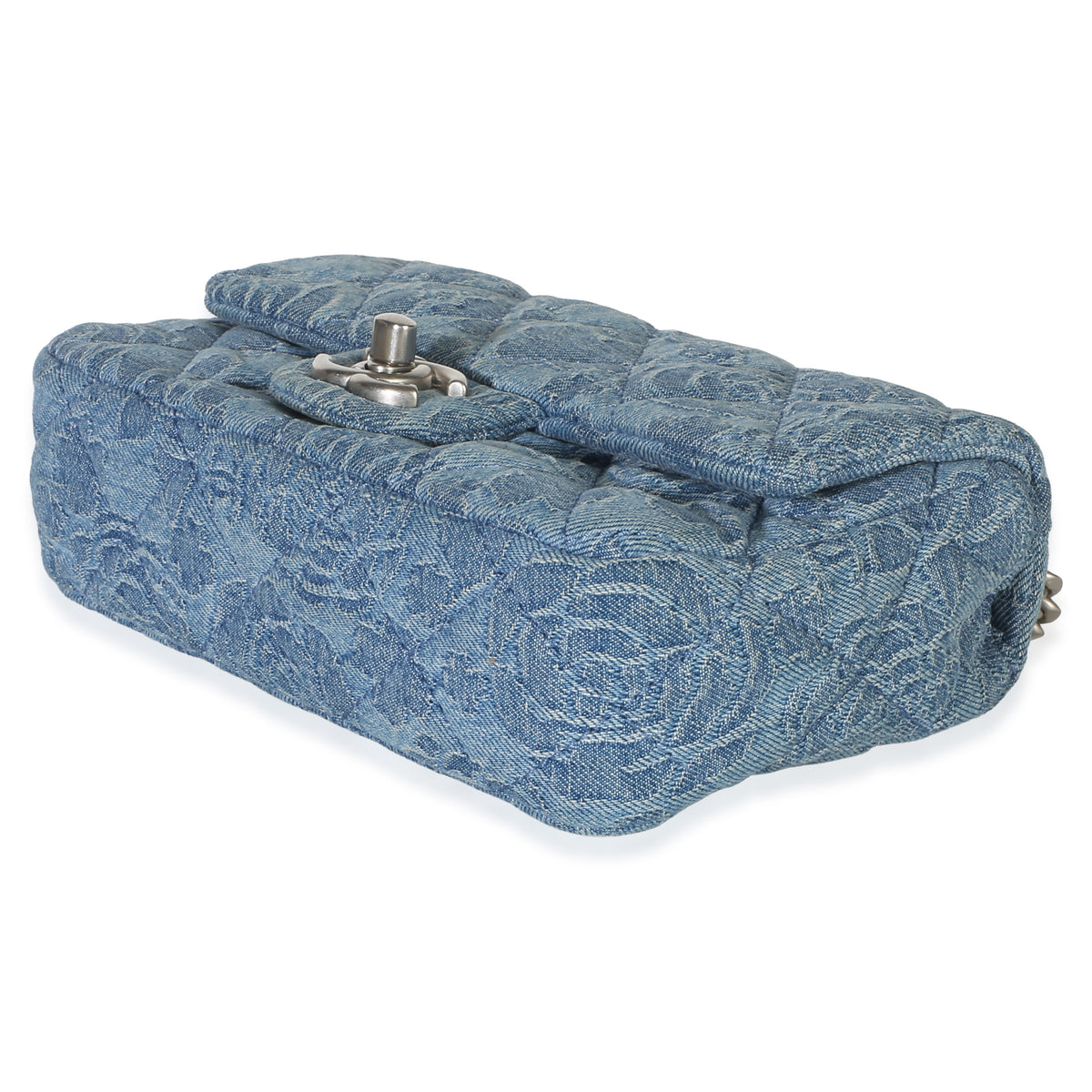 Chanel Blue Quilted Denim Camellia Sweetheart Mini Flap Bag Handbag 6