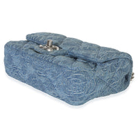 Chanel Blue Quilted Denim Camellia Sweetheart Mini Flap Bag Handbag 6