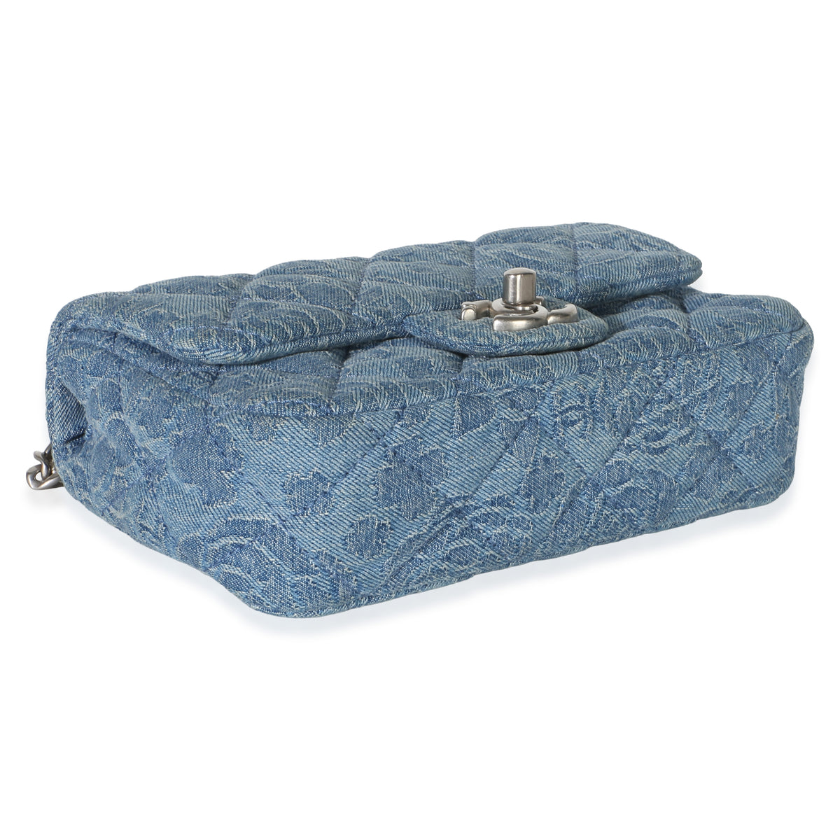 Chanel Blue Quilted Denim Camellia Sweetheart Mini Flap Bag Handbag 7