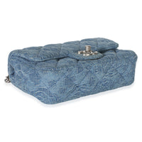 Chanel Blue Quilted Denim Camellia Sweetheart Mini Flap Bag Handbag 7