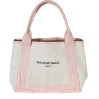 Balenciaga White Pink Canvas Small Cabas Tote Handbag id