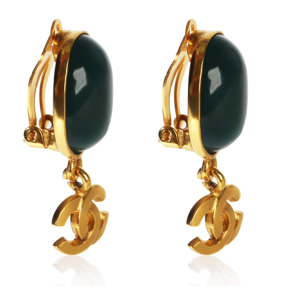 Chanel Gold Plated Vintage 1995 Gripoix CC Earrings 2