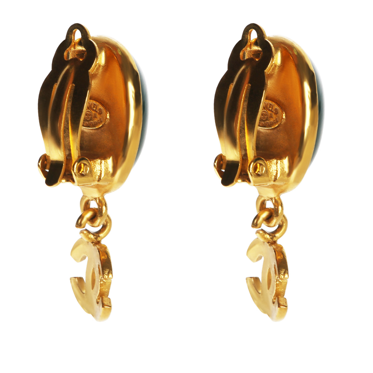 Chanel Gold Plated Vintage 1995 Gripoix CC Earrings 3