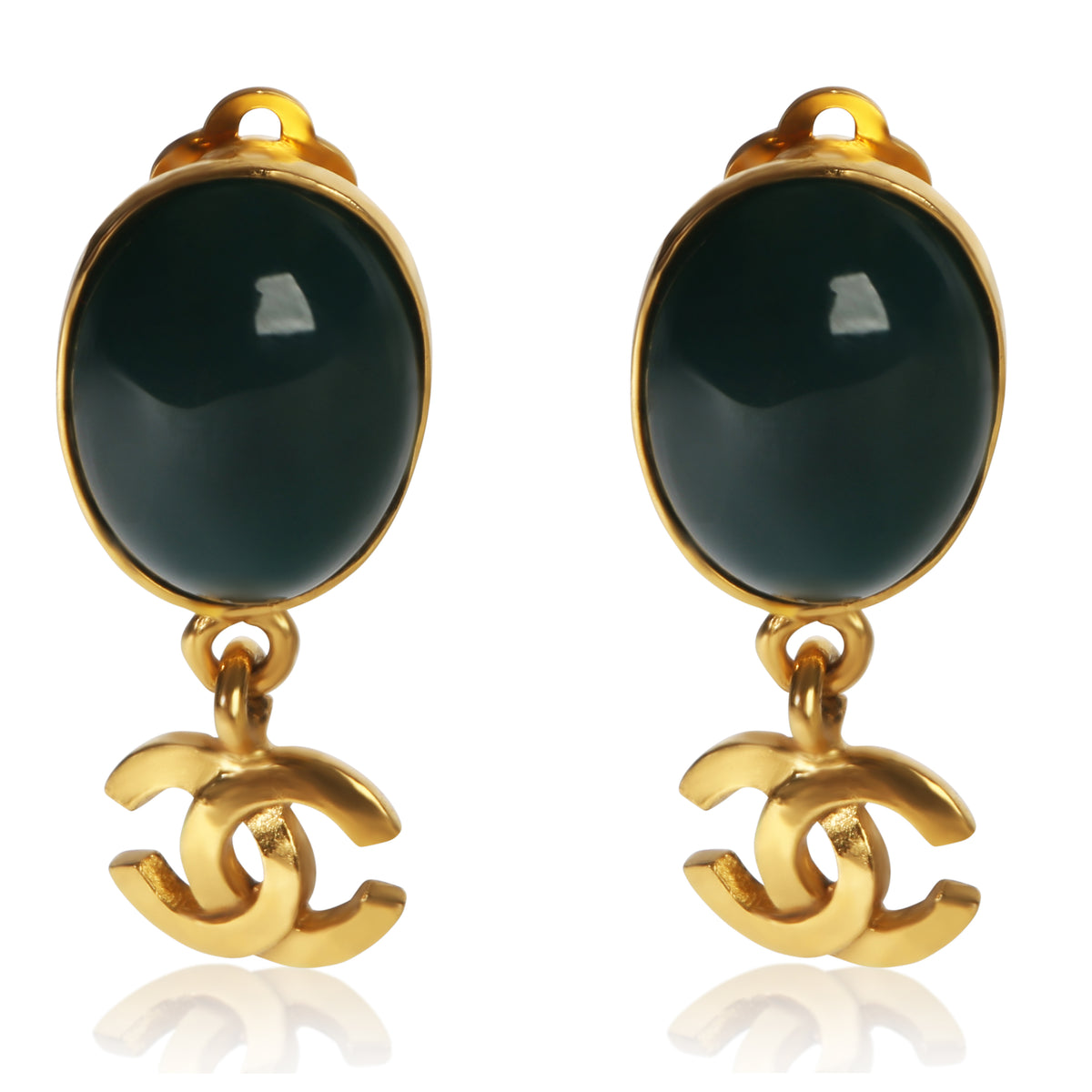 Chanel Gold Plated Vintage 1995 Gripoix CC Earrings fv