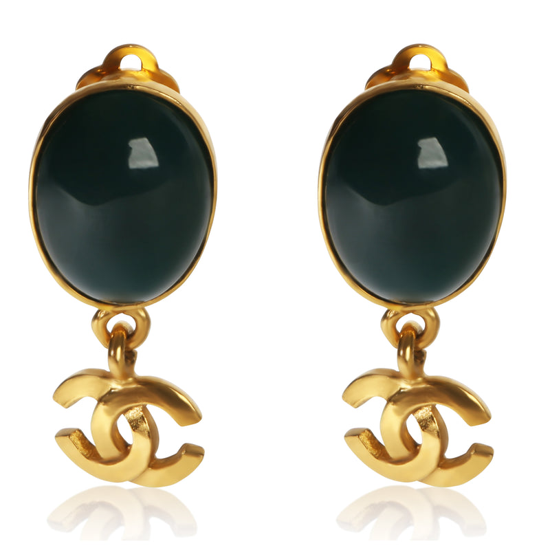 Chanel Gold Plated Vintage 1995 Gripoix CC Earrings fv