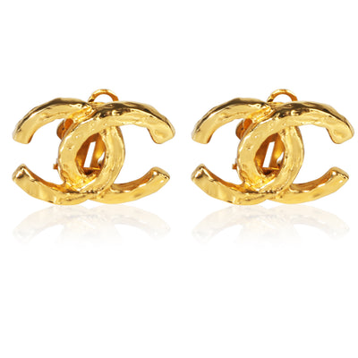 Chanel Gold Plated Vintage CC Earrings fv
