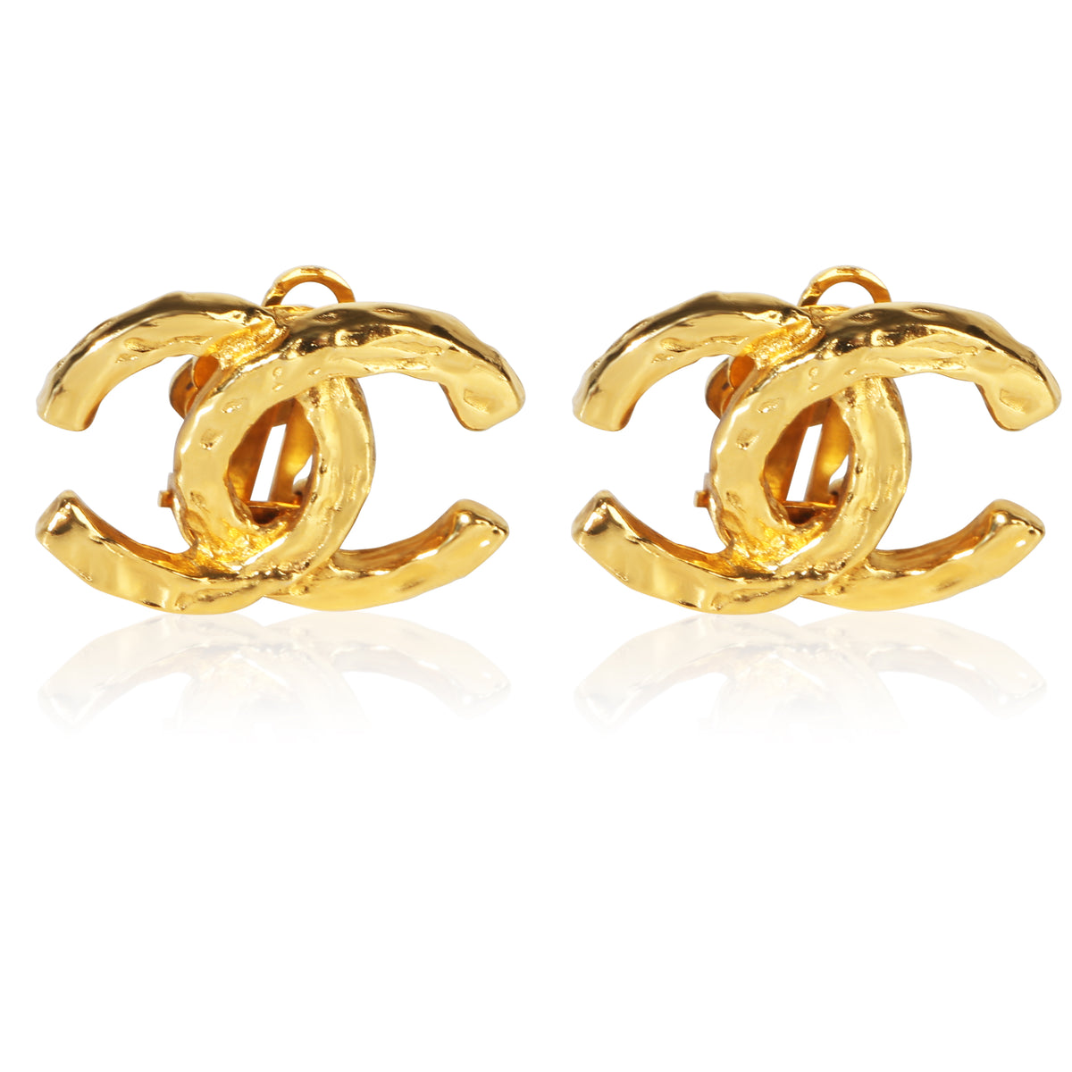 Chanel Gold Plated Vintage CC Earrings fv