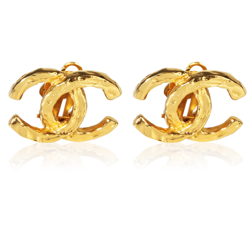 Chanel Gold Plated Vintage CC Earrings fv
